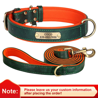 Custom Engraved Padded Leather Dog Collar
