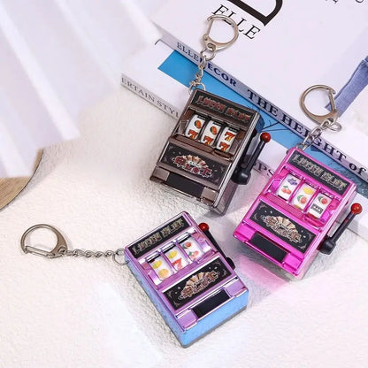 Mini Gambling Slot Machine Key Chains Creative Arcade Pocket Fruit Lucky Jackpot Gadget Antistress  Funny Games Keychain Ring