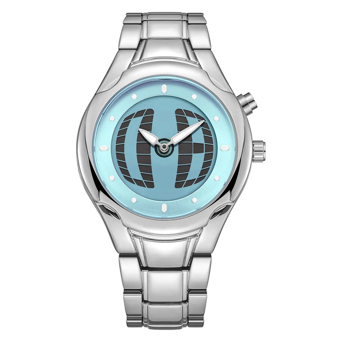 Round Silver Blue