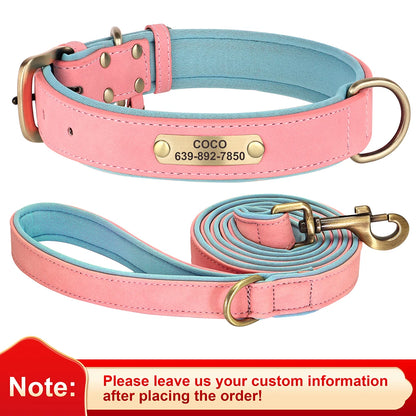 Custom Engraved Padded Leather Dog Collar