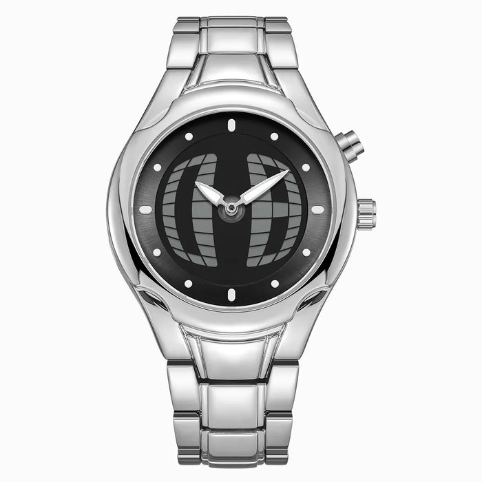 Round Silver Black