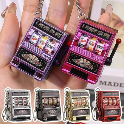 Mini Gambling Slot Machine Key Chains Creative Arcade Pocket Fruit Lucky Jackpot Gadget Antistress  Funny Games Keychain Ring