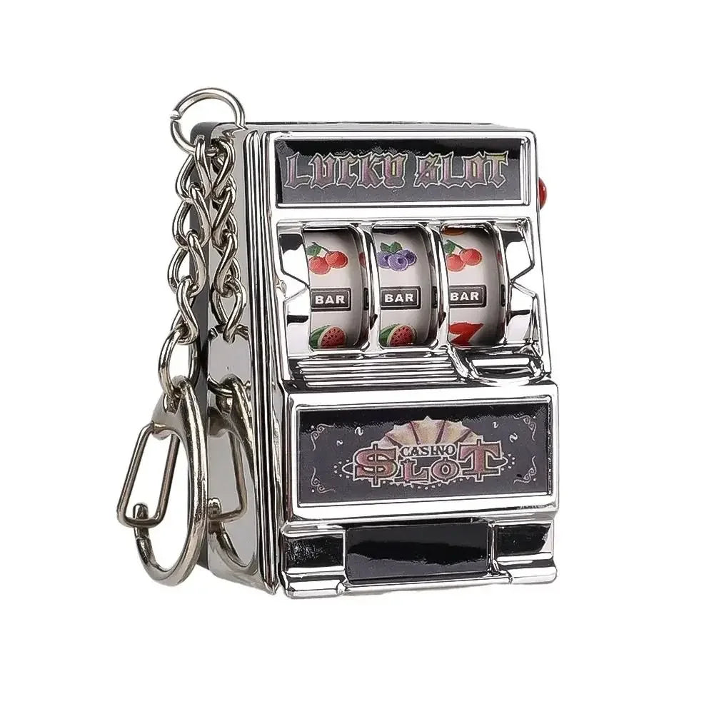 Mini Gambling Slot Machine Key Chains Creative Arcade Pocket Fruit Lucky Jackpot Gadget Antistress  Funny Games Keychain Ring
