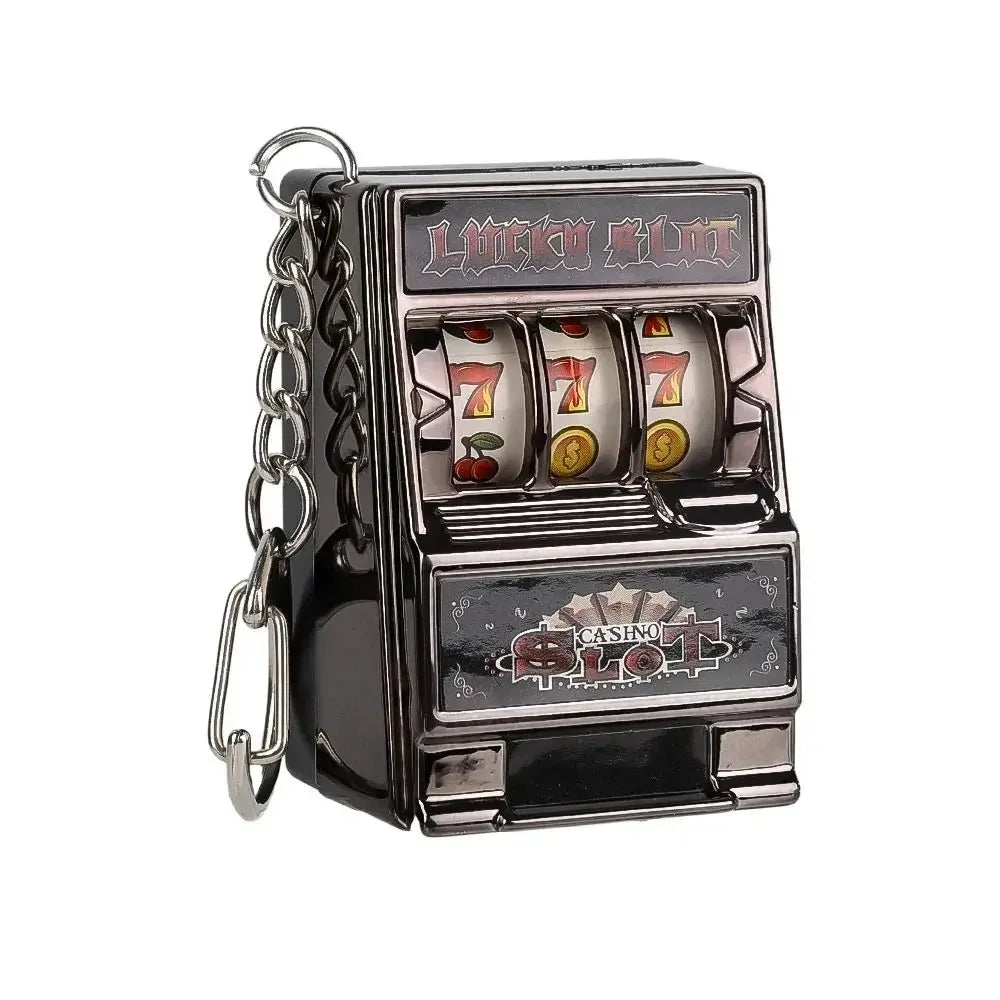 Mini Gambling Slot Machine Key Chains Creative Arcade Pocket Fruit Lucky Jackpot Gadget Antistress  Funny Games Keychain Ring