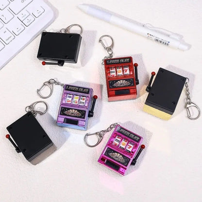 Mini Gambling Slot Machine Key Chains Creative Arcade Pocket Fruit Lucky Jackpot Gadget Antistress  Funny Games Keychain Ring