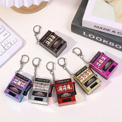 Mini Gambling Slot Machine Key Chains Creative Arcade Pocket Fruit Lucky Jackpot Gadget Antistress  Funny Games Keychain Ring