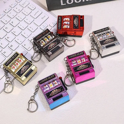 Mini Gambling Slot Machine Key Chains Creative Arcade Pocket Fruit Lucky Jackpot Gadget Antistress  Funny Games Keychain Ring