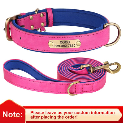 Custom Engraved Padded Leather Dog Collar